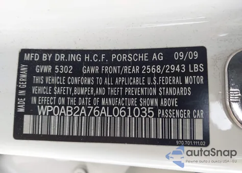 2010 Porsche Panamera S z USA, uszkodzony, nr VIN WP0AB2A76AL061035